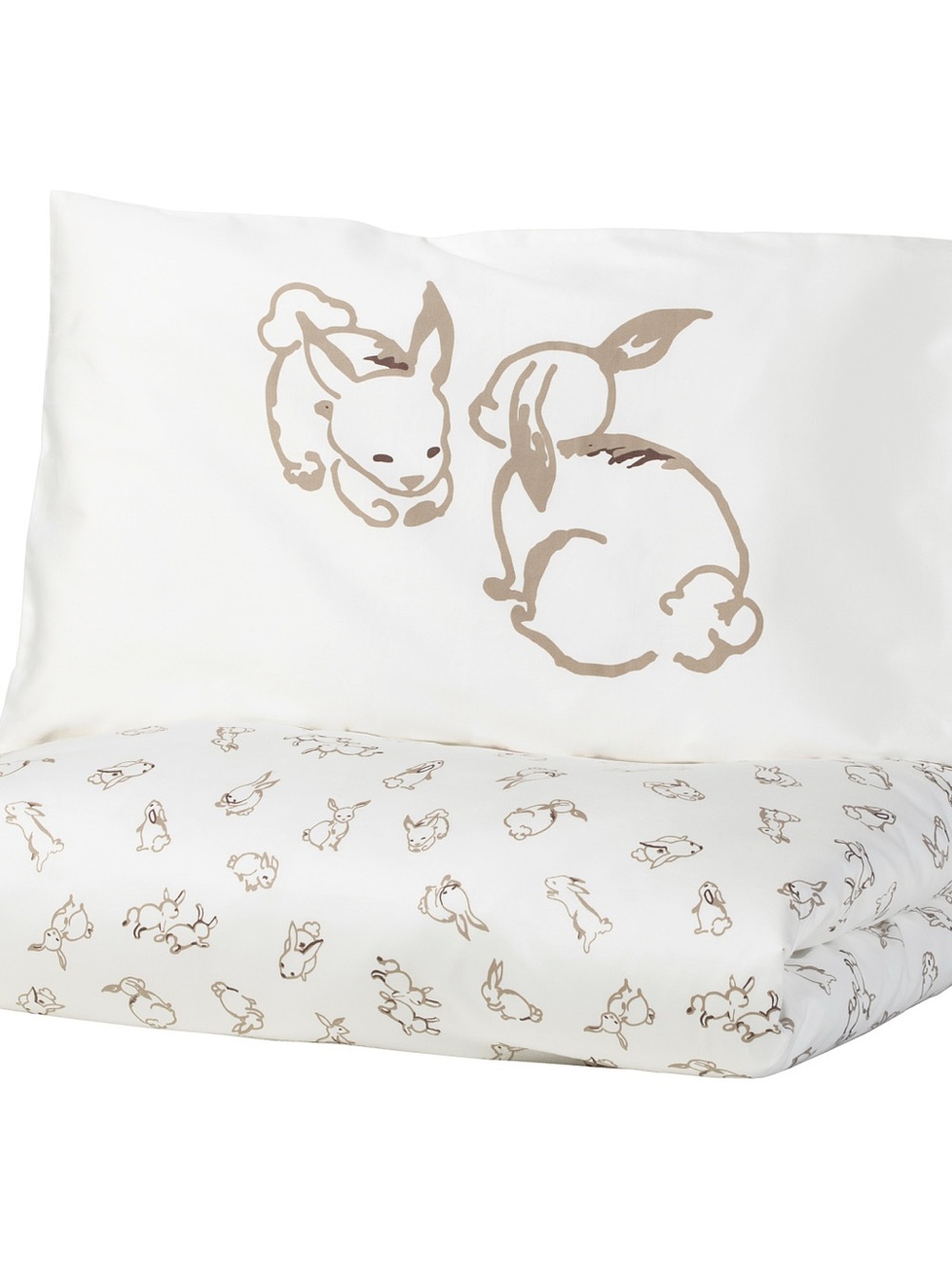 IKEA Rodhake Sheet Set Crib Toddler White Beige Bunny Print Woodlands Whimsy Kid